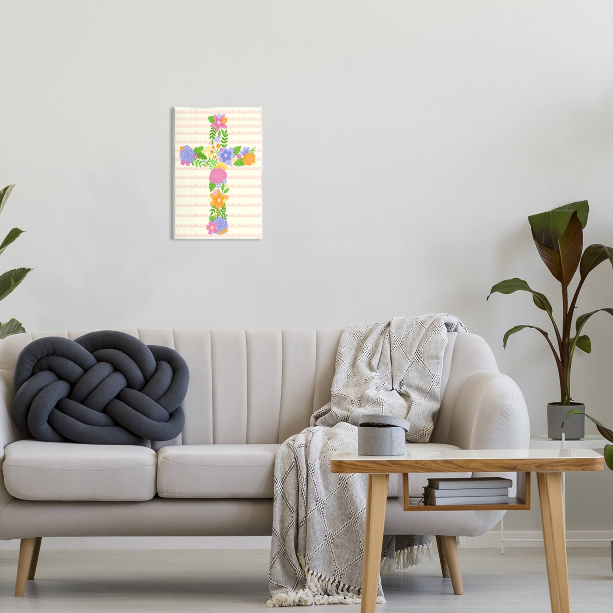 Stupell Industries Floral Cross Religious Symbol Wall Plaque Art